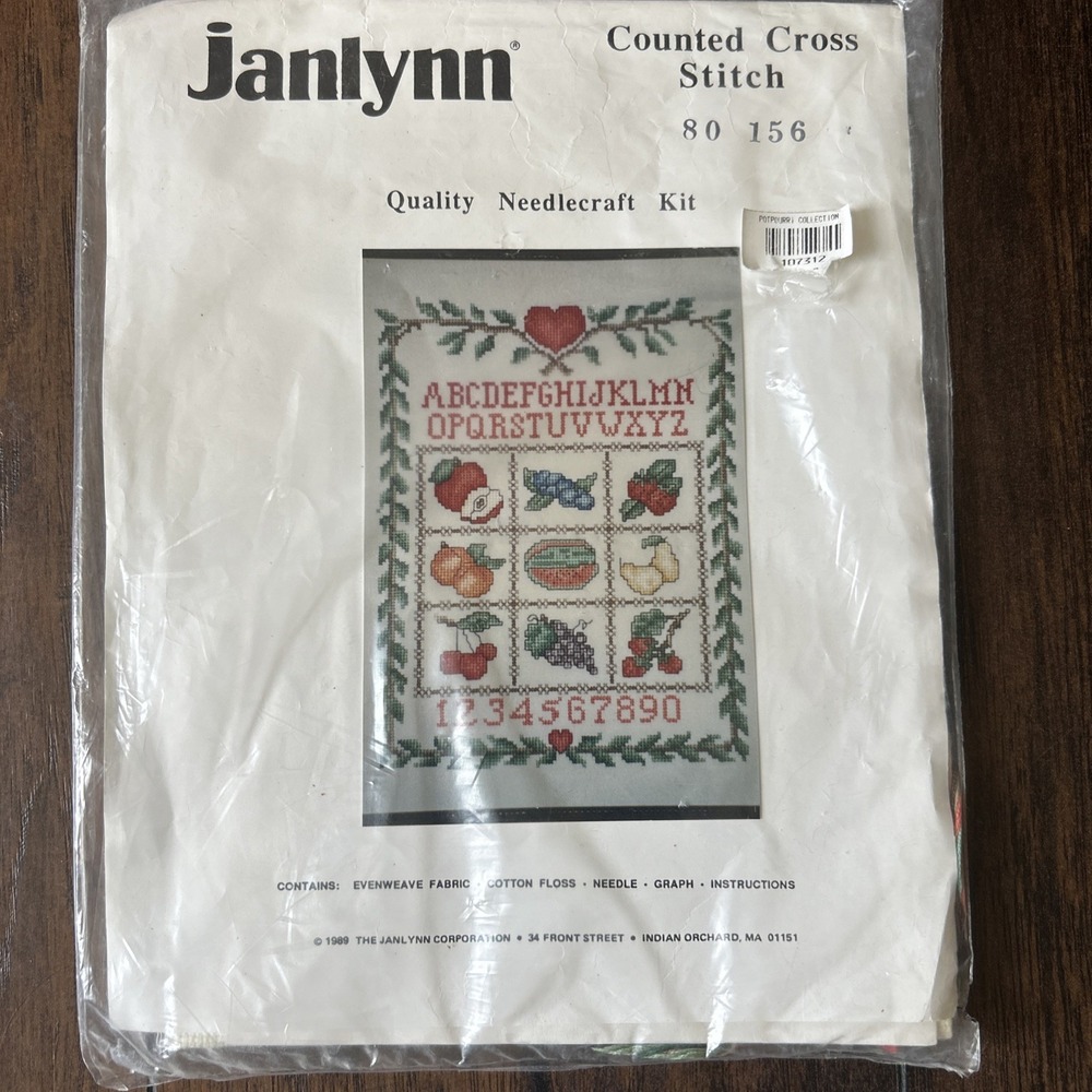 Janlynn Cross Stitch Needlecraft Kit NEW! Fruit-ABC Potpourri Collection 107312